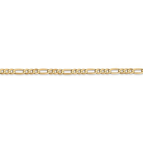14KT Yellow Gold 2.75MM Flat Figaro Chain Bracelet 7 Inch,8 Inch
