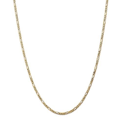 14KT Gold 2.75MM Flat Figaro Chain Necklace - 4 Lengths 16 Inch / Yellow,18 Inch / Yellow,20 Inch / Yellow,24 Inch / Yellow