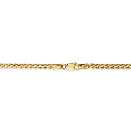 14KT Yellow Gold 2.5MM Flat Wheat Chain - 4 Lengths Available 16 in.,18 in.,20 in.,24 in.