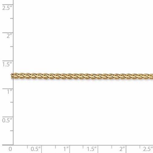 14KT Yellow Gold 2.5MM Flat Wheat Chain - 4 Lengths Available 16 in.,18 in.,20 in.,24 in.