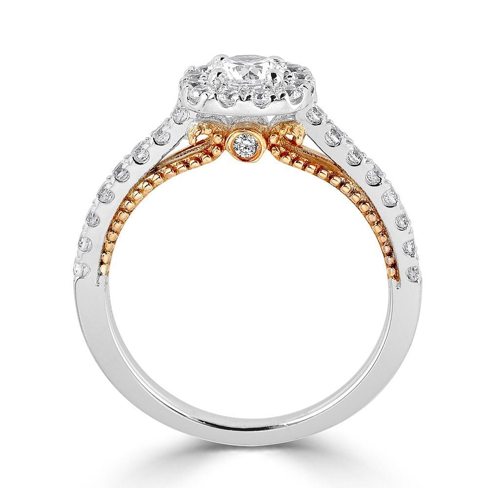 JULEVE 14KT GOLD 3/4 CTW DIAMOND CUSHION HALO CATHEDRAL RING 4 / Rose,4 / Rose and White,4 / Yellow,4.5 / Rose,4.5 / Rose and White,4.5 / Yellow,5 / Rose,5 / Rose and White,5 / Yellow,5.5 / Rose,5.5 / Rose and White,5.5 / Yellow,6 / Rose,6 / Rose and White,6 / Yellow,6.5 / Rose,6.5 / Rose and White,6.5 / Yellow,7 / Rose,7 / Rose and White,7 / Yellow,7.5 / Rose,7.5 / Rose and White,7.5 / Yellow,8 / Rose,8 / Rose and White,8 / Yellow,8.5 / Rose,8.5 / Rose and White,8.5 / Yellow,9 / Rose,9 / Rose and White,9 /