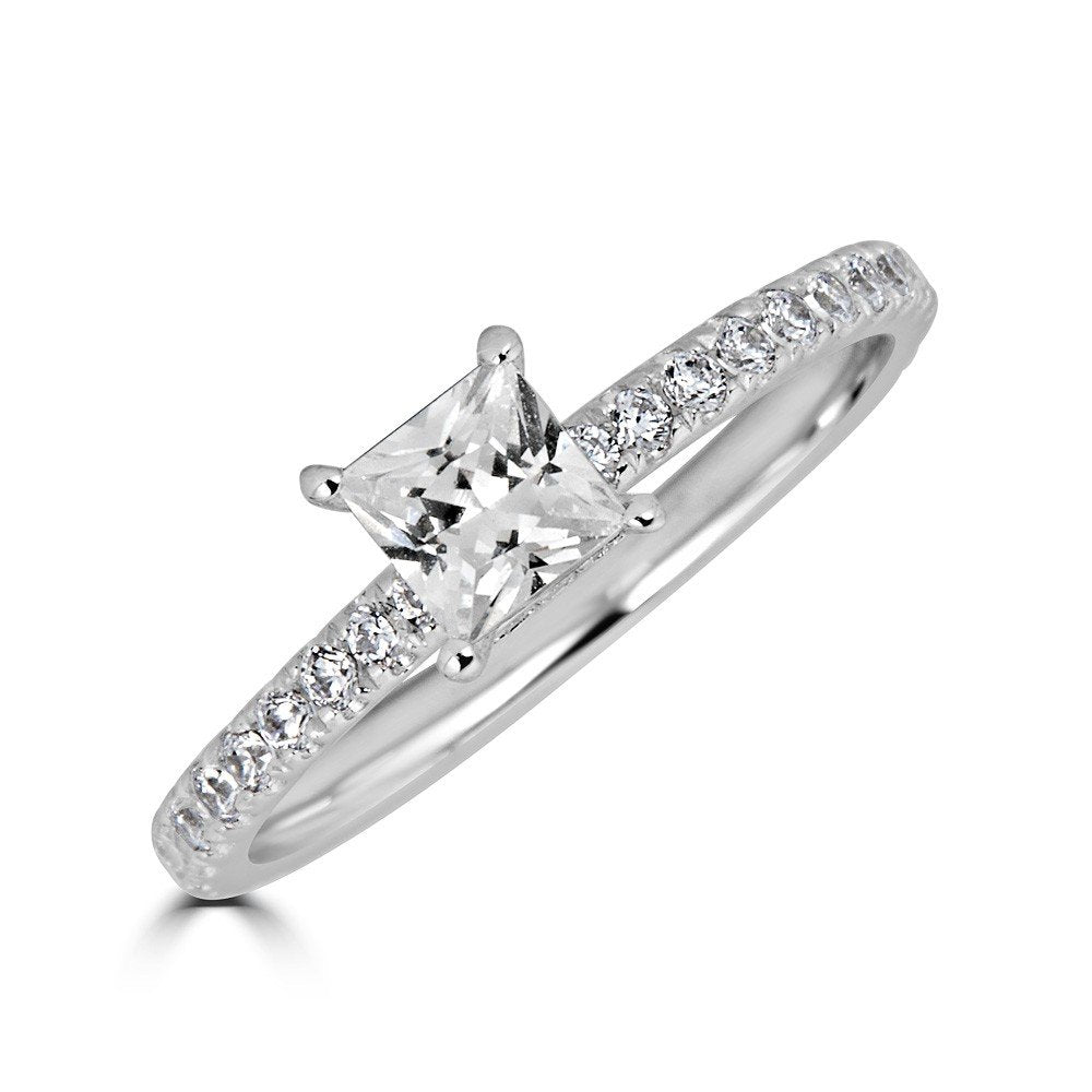 14KT Gold 1.00 CTW Princess Diamond Accent Ring 4 / White,4.5 / White,5 / White,5.5 / White,6 / White,6.5 / White,7 / White,7.5 / White,8 / White,8.5 / White,9 / White