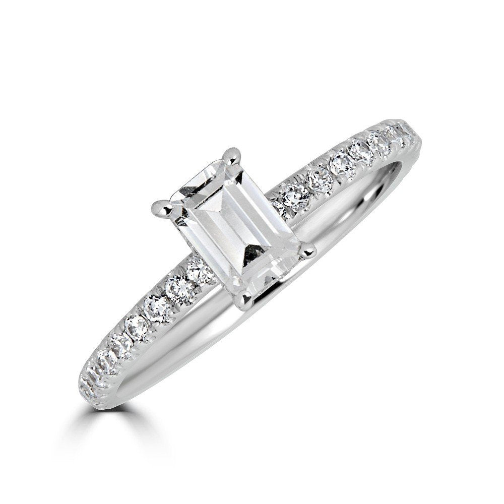 14KT Gold 1.00 CTW Emerald Diamond Accent Ring 4 / White,4.5 / White,5 / White,5.5 / White,6 / White,6.5 / White,7 / White,7.5 / White,8 / White,8.5 / White,9 / White