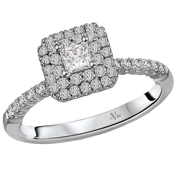 14KT WHITE GOLD 1/2 CTW DIAMOND DOUBLE SQUARE HALO RING 4,4.5,5,5.5,6,6.5,7,7.5,8,8.5,9