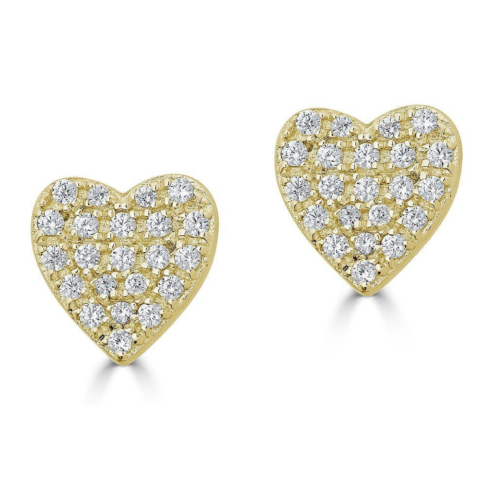 EMILIQUE 14KT GOLD 1/4 CTW DIAMOND HEART STUD EARRINGS Yellow