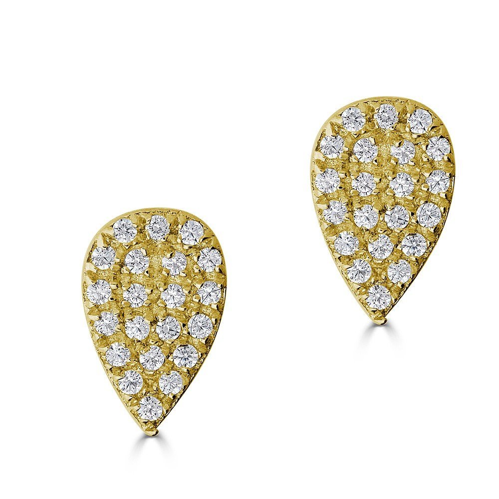 14KT Gold .16 CTW Diamond Pear Stud Earrings Yellow