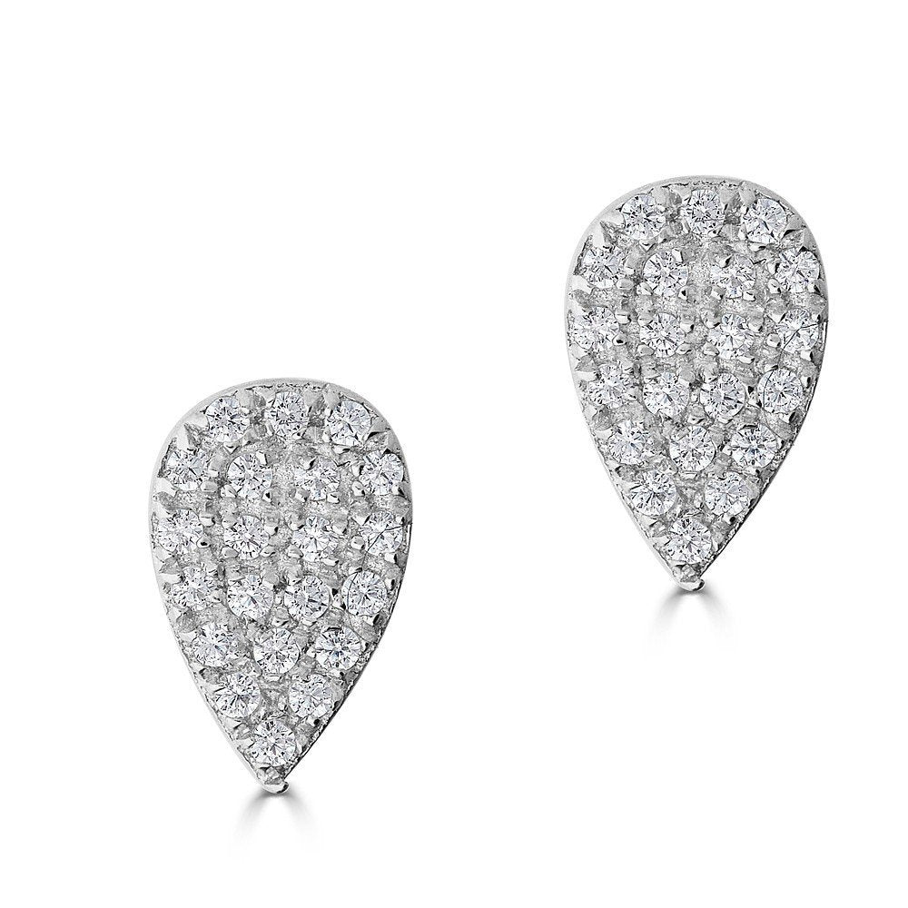 14KT Gold .16 CTW Diamond Pear Stud Earrings White