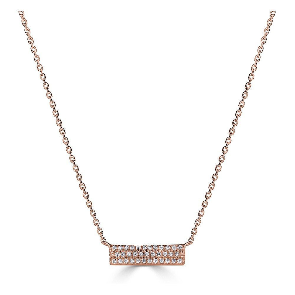 Emilique 14KT Gold 1/10 CTW Diamond Rectangle Bar Necklace Rose