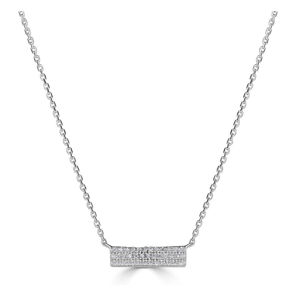 Emilique 14KT Gold 1/10 CTW Diamond Rectangle Bar Necklace White