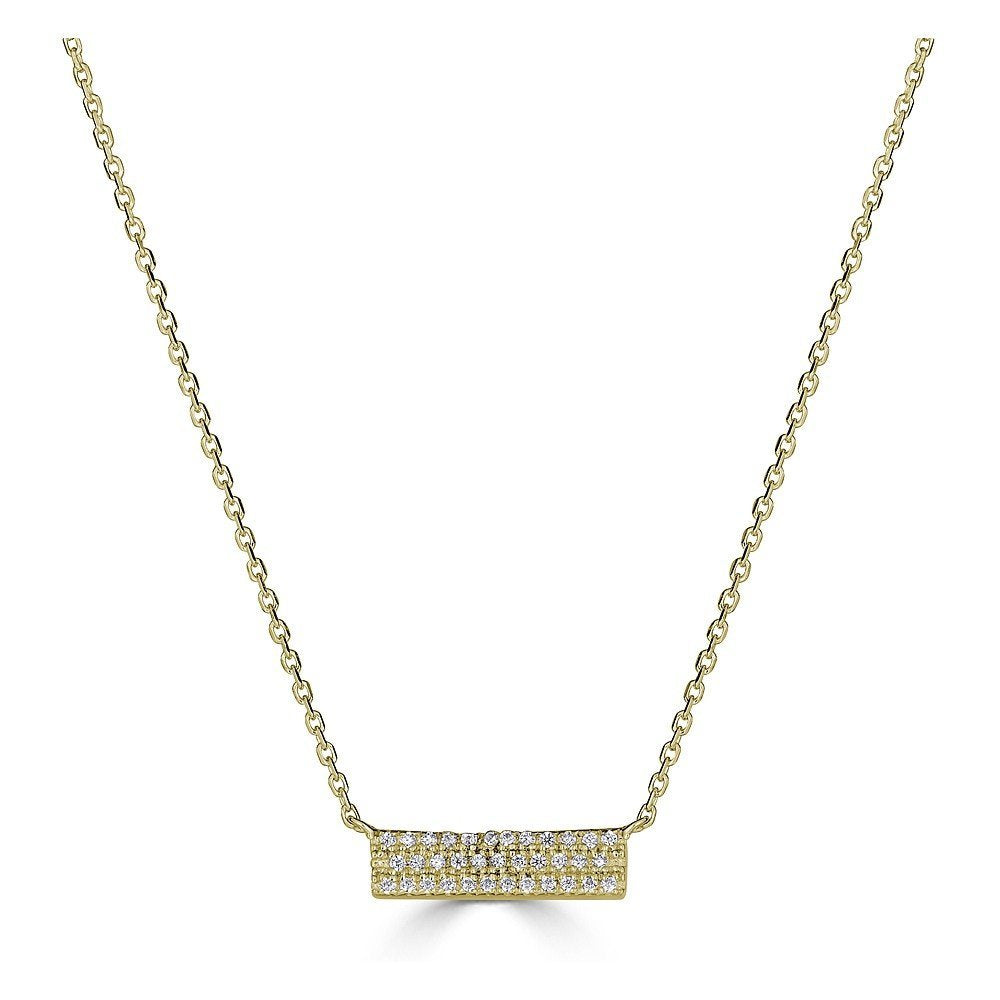 Emilique 14KT Gold 1/10 CTW Diamond Rectangle Bar Necklace Yellow