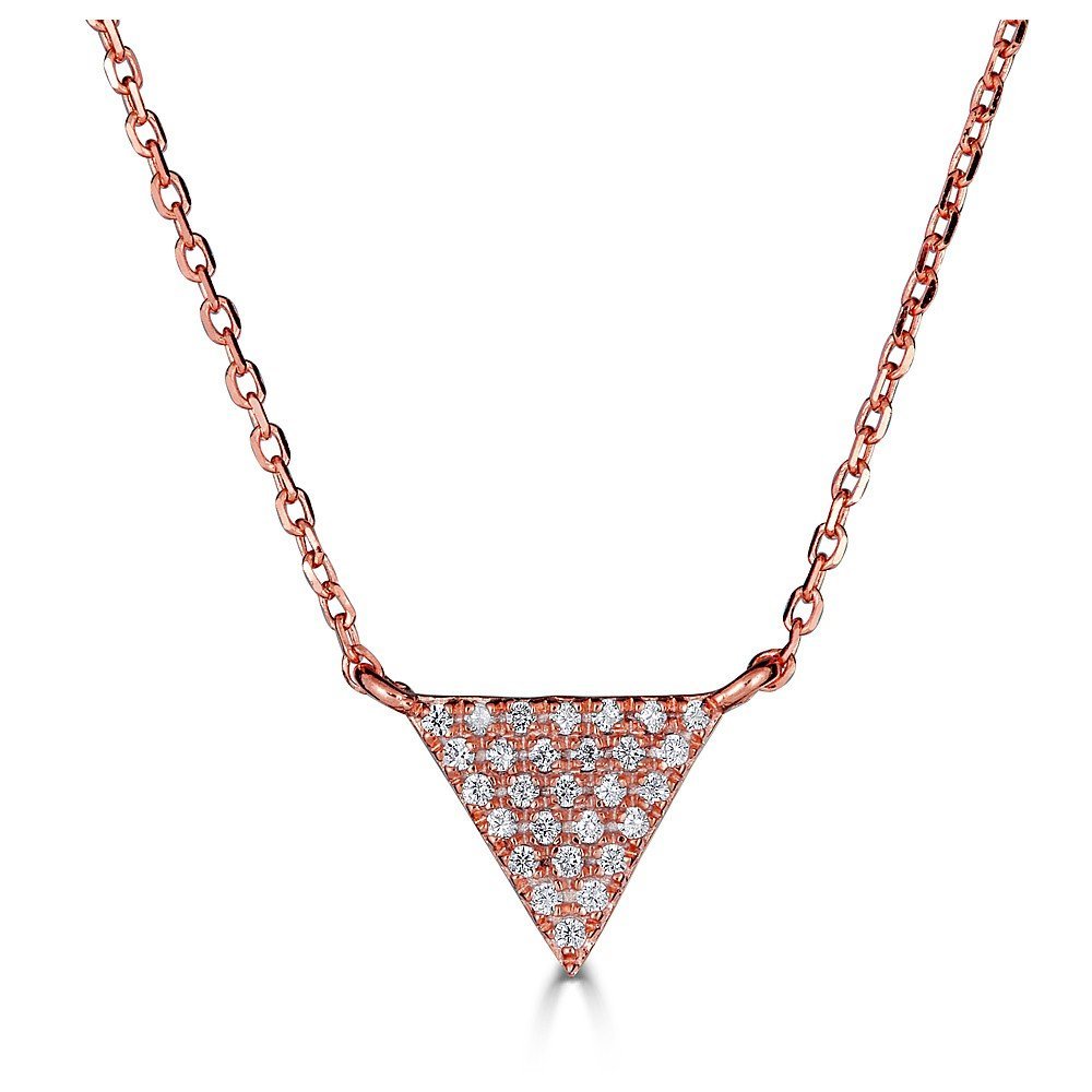 Emilique 14KT Gold 1/10 CTW Diamond Triangle Necklace Rose