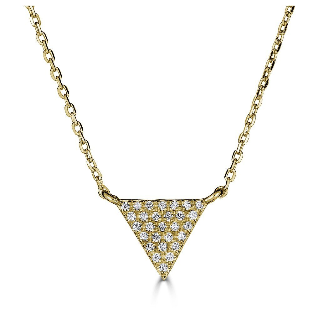 Emilique 14KT Gold 1/10 CTW Diamond Triangle Necklace Yellow