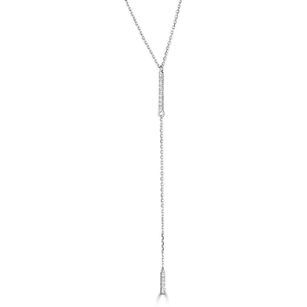 Emilique 14KT Gold 1/10 CTW Diamond Bar Lariat Necklace White