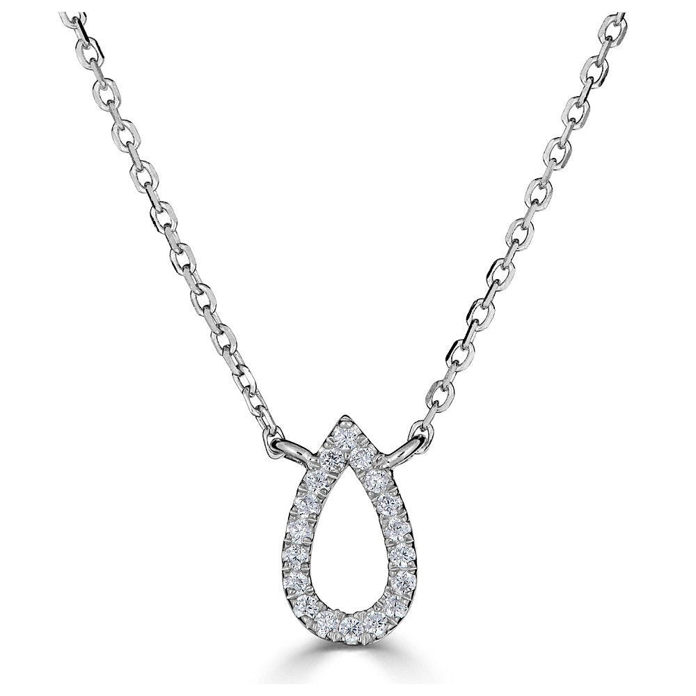 Emilique 14KT Gold 1/20 CTW Diamond Pear Outline Necklace White
