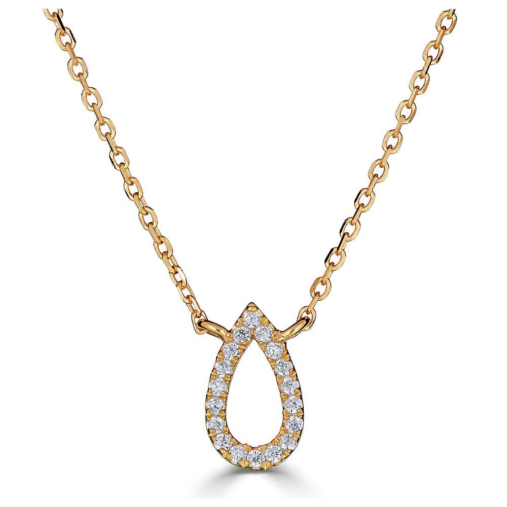 Emilique 14KT Gold 1/20 CTW Diamond Pear Outline Necklace Yellow