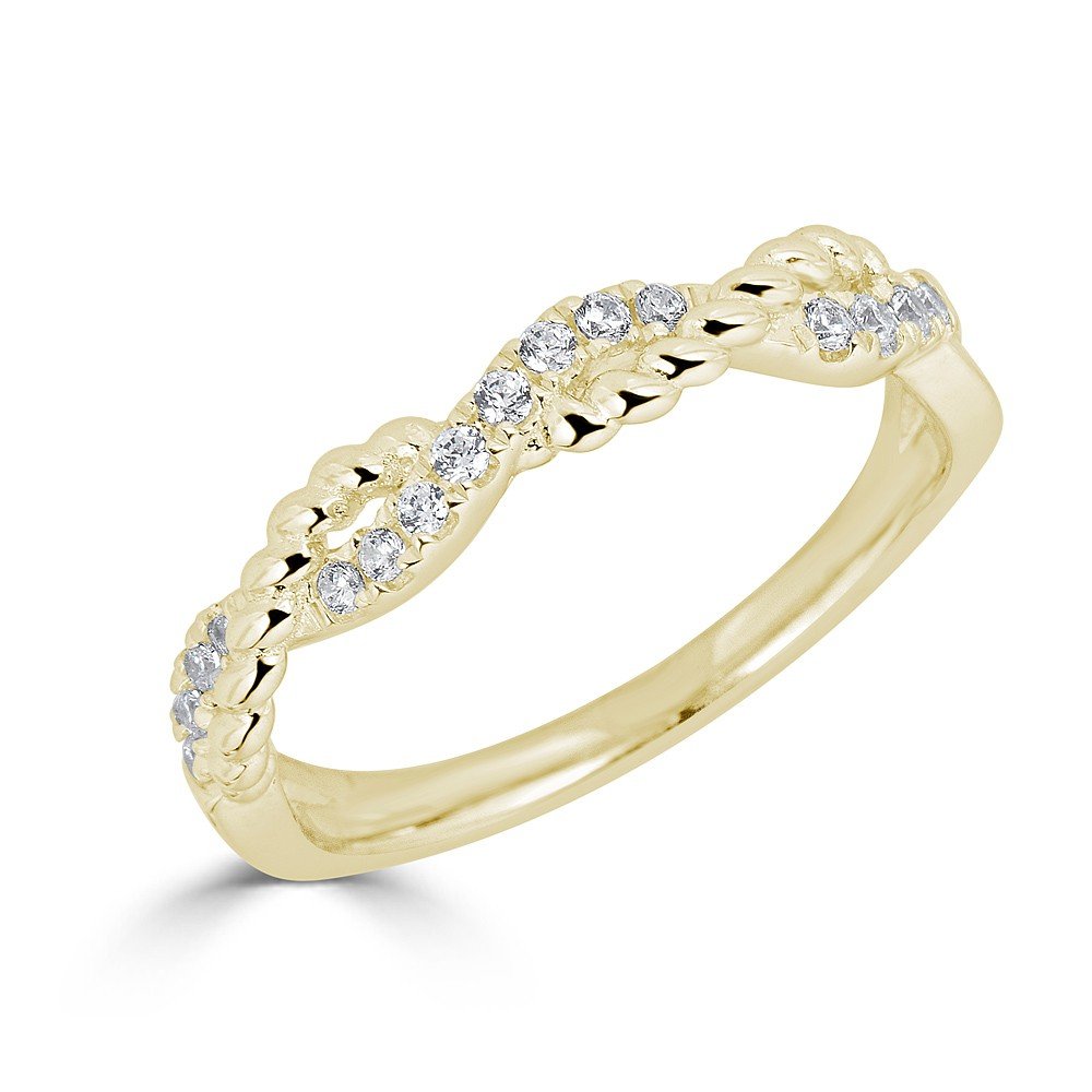EMILIQUE 14KT GOLD .20 CTW DIAMOND ACCENTED TWIST ROPE BAND 5.5 / Yellow,6 / Yellow,6.5 / Yellow,7 / Yellow,7.5 / Yellow