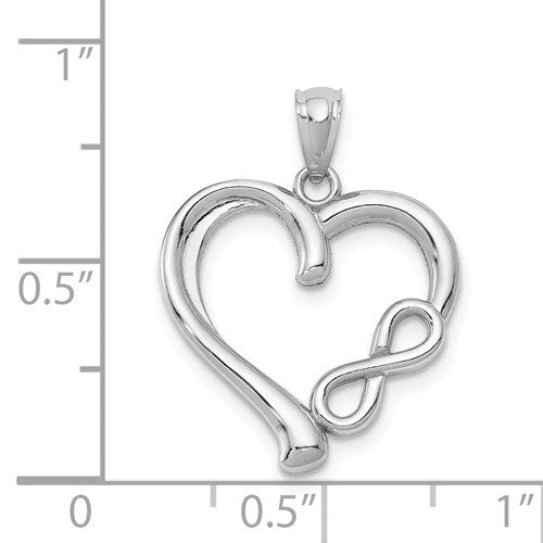 14KT White Gold Small Infinity Heart Pendant