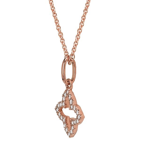14KT Rose Gold .07 CTW Diamond Clover Necklace