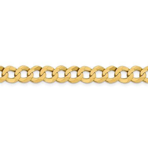 14KT Yellow Gold 9.4MM Lightweight Flat Cuban Bracelet 7 Inch,8 Inch