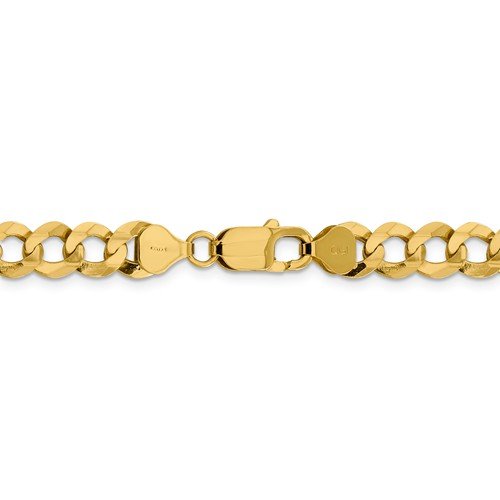 14KT Yellow Gold 9.4MM Lightweight Flat Cuban Bracelet 7 Inch,8 Inch