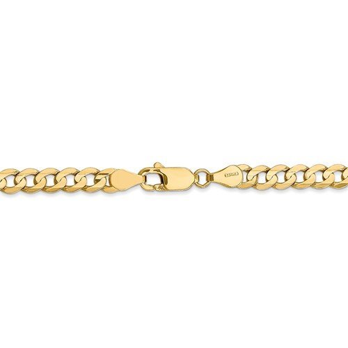 14KT Yellow Gold 4.5MM Concave Open Curb Chain - 6 Lengths 16 Inch,18 Inch,20 Inch,22 Inch,24 Inch,26 Inch