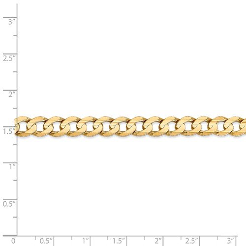 14KT Yellow Gold 6.75MM Concave Open Curb Chain - 4 Lengths 18 Inch,20 Inch,22 Inch,24 Inch
