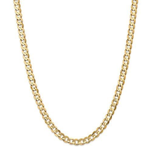 14KT Yellow Gold 6.75MM Concave Open Curb Chain - 4 Lengths 18 Inch,20 Inch,22 Inch,24 Inch