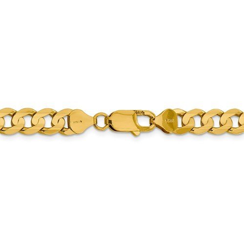 MEN'S 14KT YELLOW GOLD 7.5MM CONCAVE OPEN CURB CHAIN - 3 LENGTHS 20 Inch,22 Inch,24 Inch