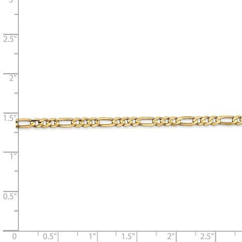 14KT Yellow Gold 3MM Concave Open Figaro Chain Bracelet 7 Inch,8 Inch