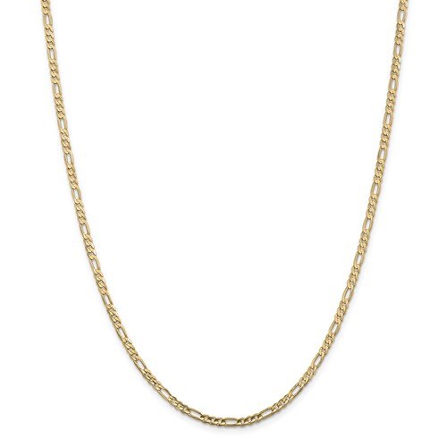 14KT Yellow Gold 3MM Concave Open Figaro Chain Necklace - 5 Lengths 16 Inch,18 Inch,20 Inch,24 Inch,30 Inch