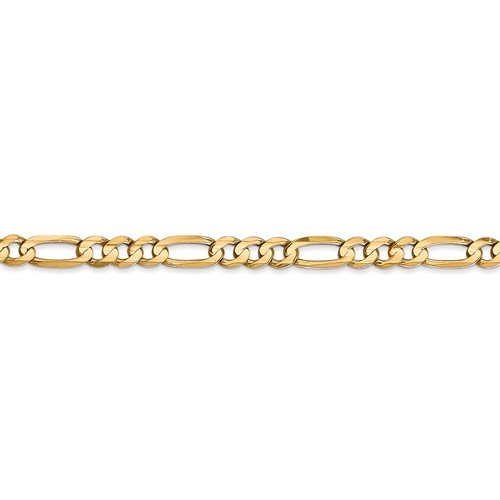 14KT YELLOW GOLD 4.5MM CONCAVE OPEN FIGARO CHAIN BRACELET-2 LENGHTS 7 Inch,8 Inch