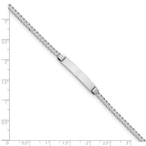 14KT White Gold Flat Curb Link ID Bracelet-7 Inches