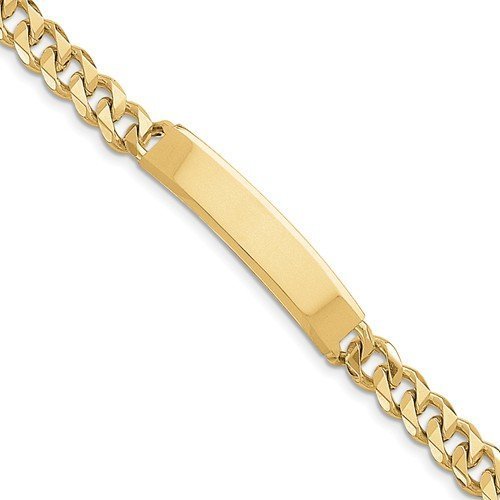 Mens 14k Hand-Polished Curb Link ID Bracelet-8 Inches