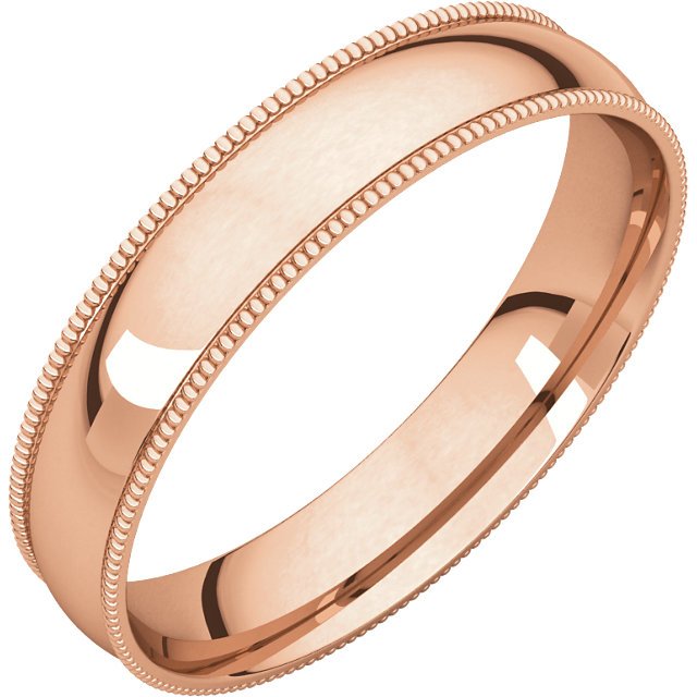 WOMEN'S 14KT GOLD 5MM LIGHTWEIGHT MILGRAIN COMFORT FIT WEDDING BAND 4 / Rose,4.5 / Rose,5 / Rose,5.5 / Rose,6 / Rose,6.5 / Rose,7 / Rose,7.5 / Rose,8 / Rose,8.5 / Rose,9 / Rose