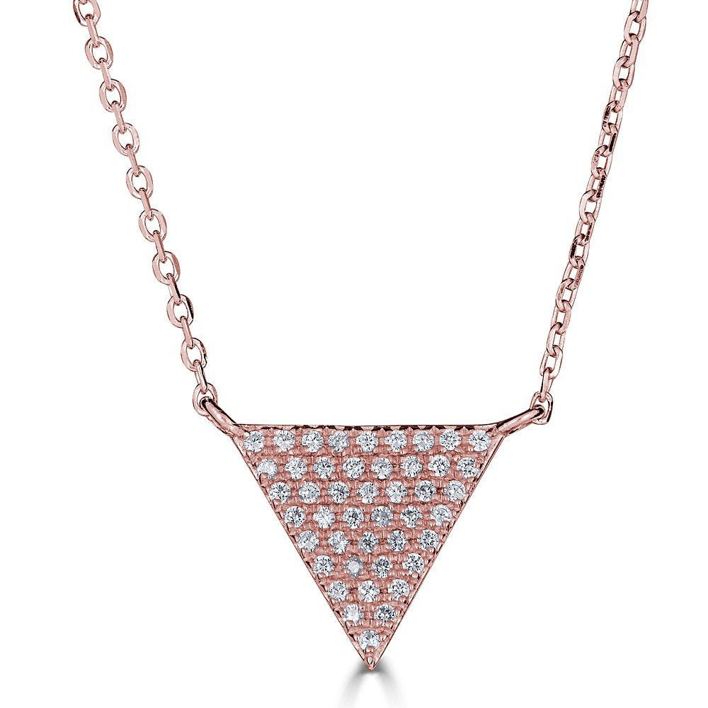 Emilique 14KT Gold .15 CTW Diamond Triangle Necklace Rose