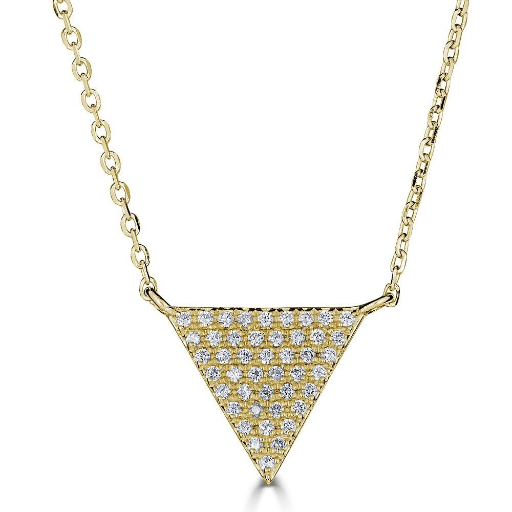 Emilique 14KT Gold .15 CTW Diamond Triangle Necklace Yellow