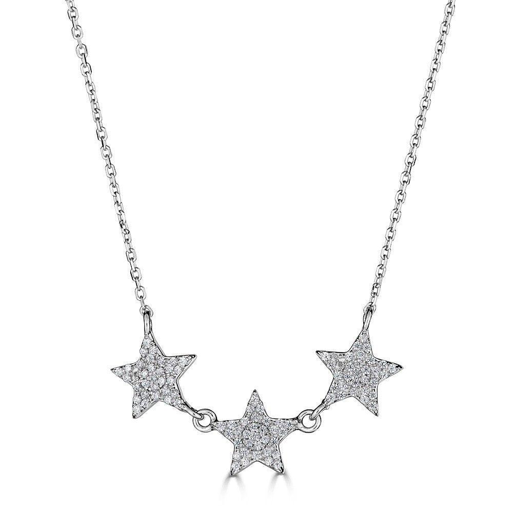 Emilique 14KT Gold .18 CTW Diamond Pave Star Necklace White