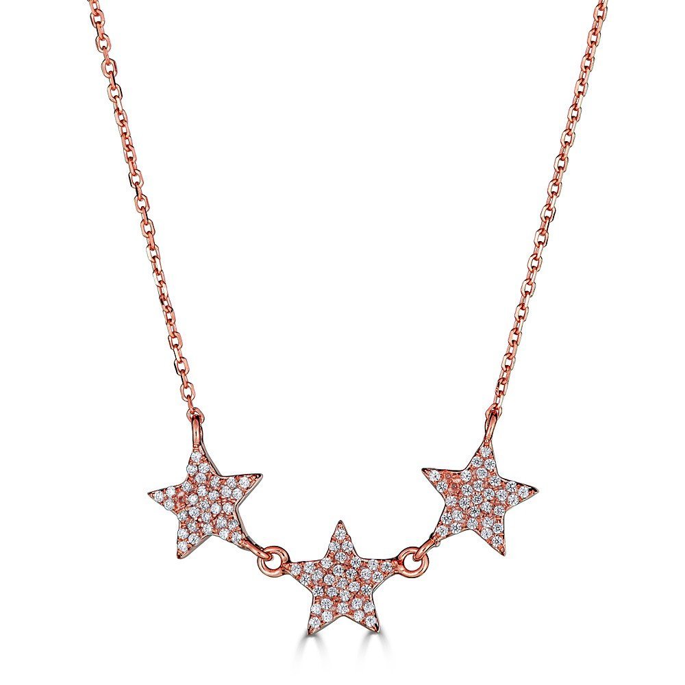 Emilique 14KT Gold .18 CTW Diamond Pave Star Necklace Rose