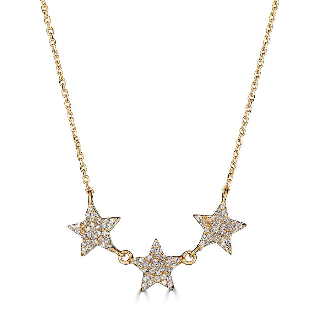 Emilique 14KT Gold .18 CTW Diamond Pave Star Necklace Yellow