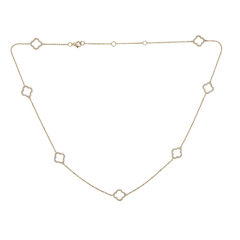Emilique 14KT Gold 1/2 CTW Diamond Open Clover Necklace Yellow