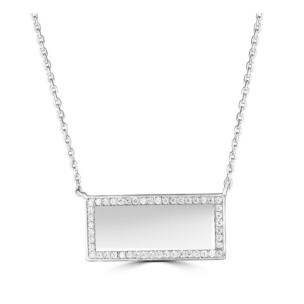 14KT Gold .15 CTW Diamond Rectangular Bar Necklace White