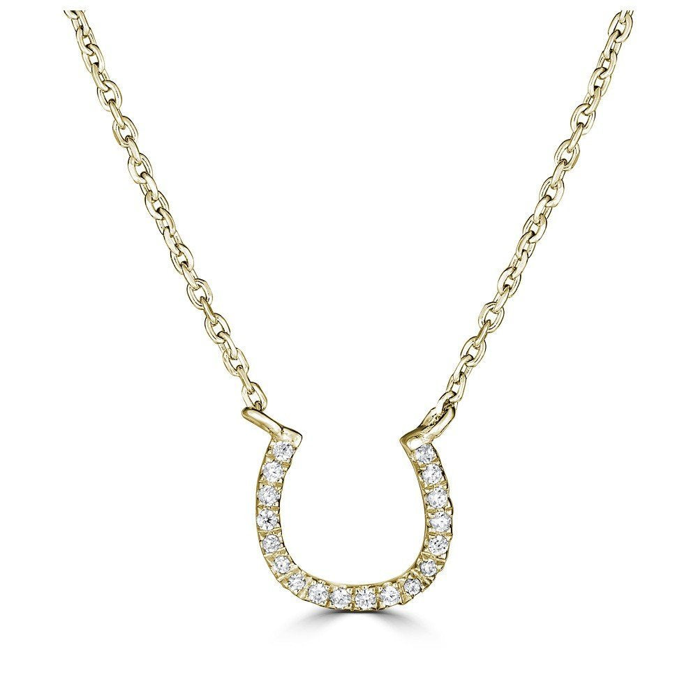 14KT Gold 1/20 CTW Diamond Horseshoe Necklace Yellow