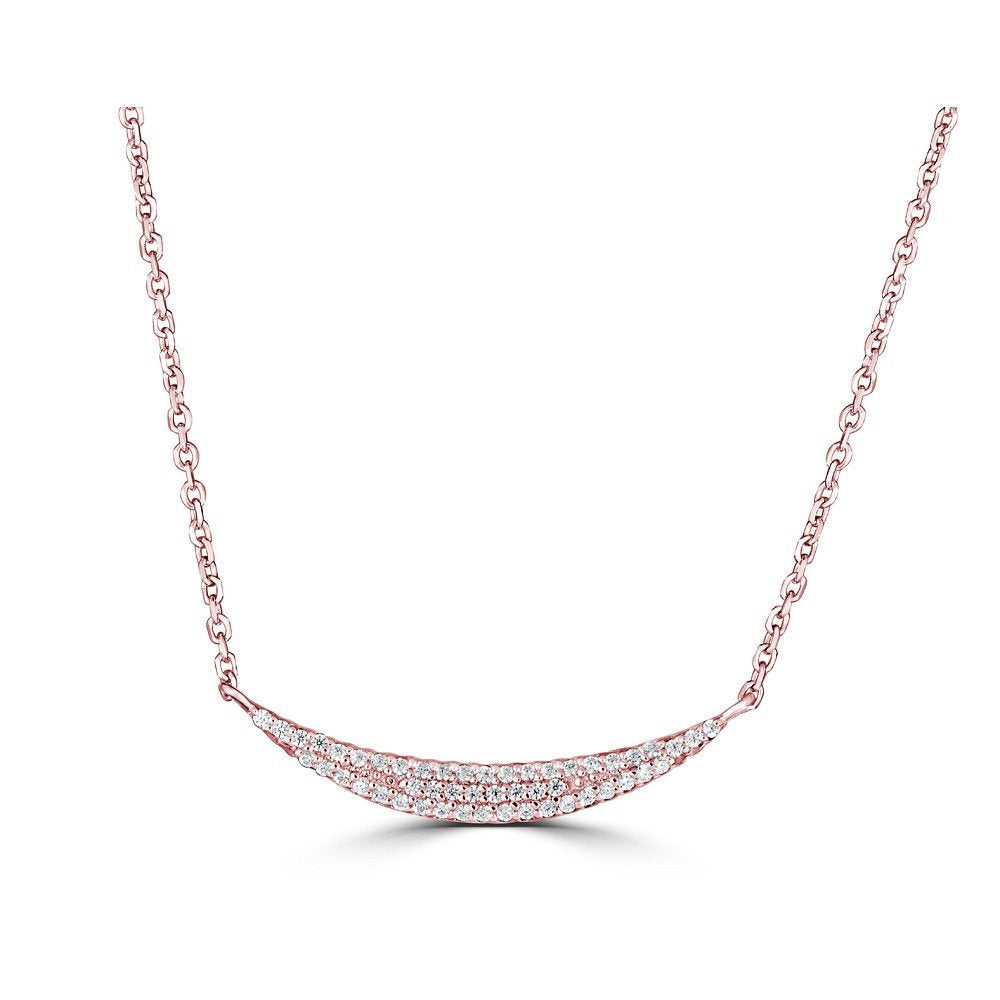 Emilique 14KT Gold 0.12 CTW Diamond Curved Bar Necklace Rose