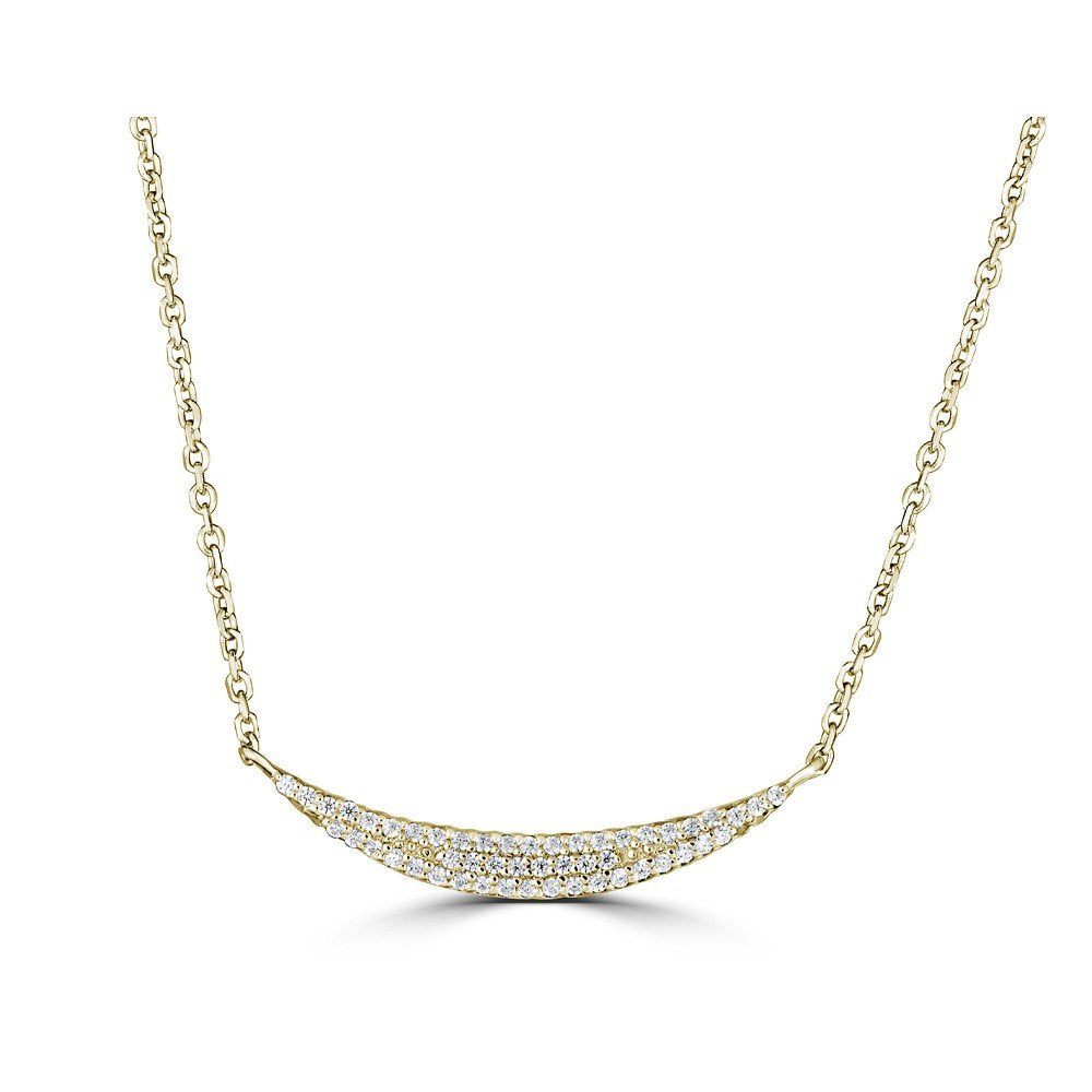 Emilique 14KT Gold 0.12 CTW Diamond Curved Bar Necklace Yellow
