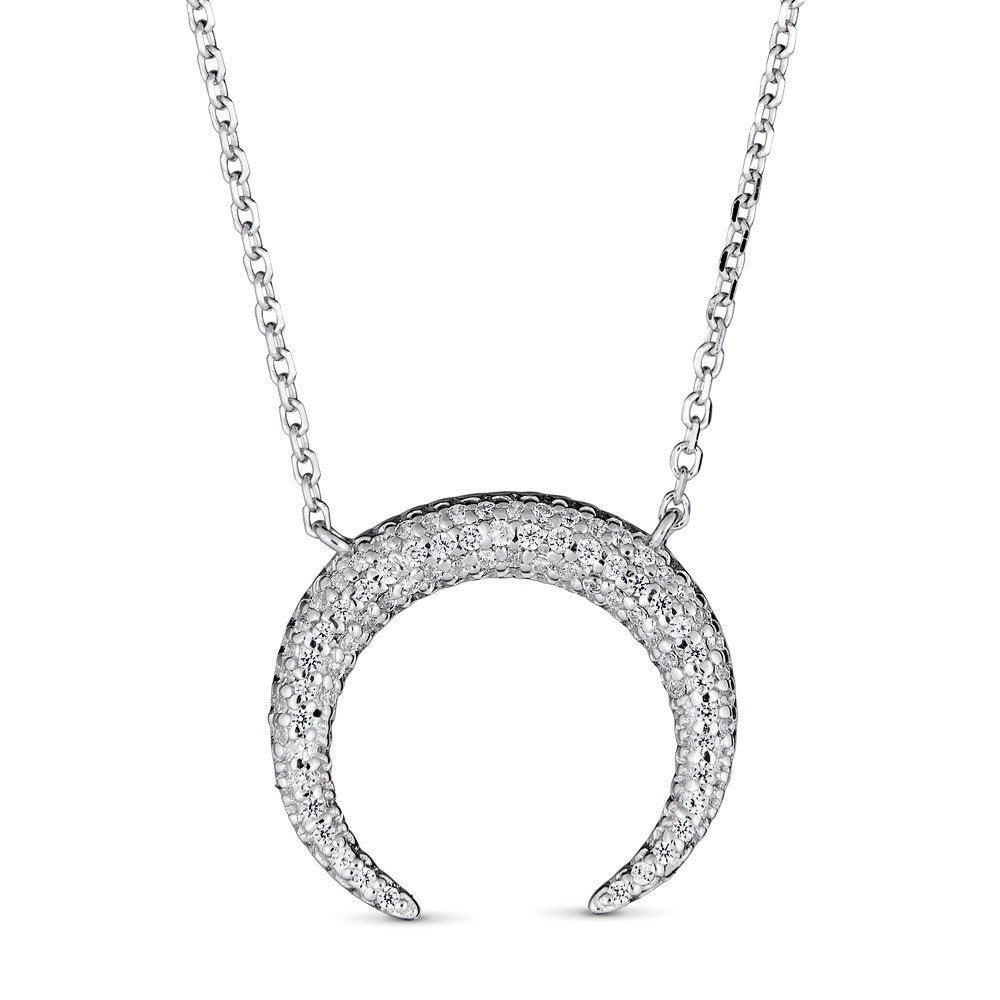 Emilique 14KT Gold .16 CTW Diamond Crescent Moon Necklace White