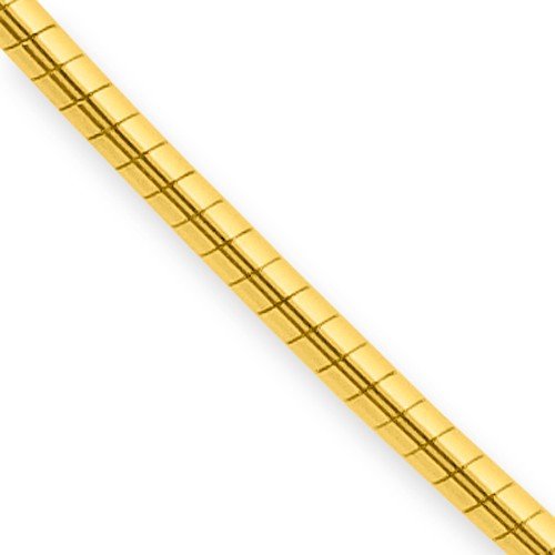 14KT Gold 1.4mm Round Omega Necklace - 16 Inches Yellow,White