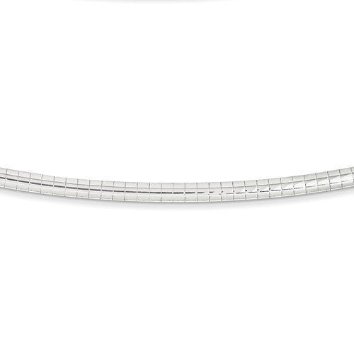 14KT White Gold 4mm Domed Omega Necklace 16 in.,18 in.