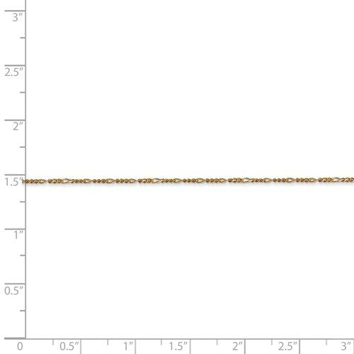 14KT YELLOW GOLD 1.25MM FIGARO CHAIN NECKLACE-5 LENGTHS 16 Inch,18 Inch,20 Inch,22 Inch,24 Inch
