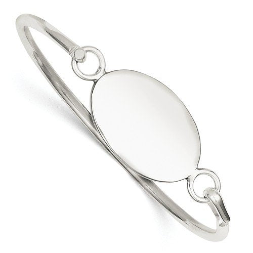Sterling Silver With Oval ID Plate Bangle Bracelet