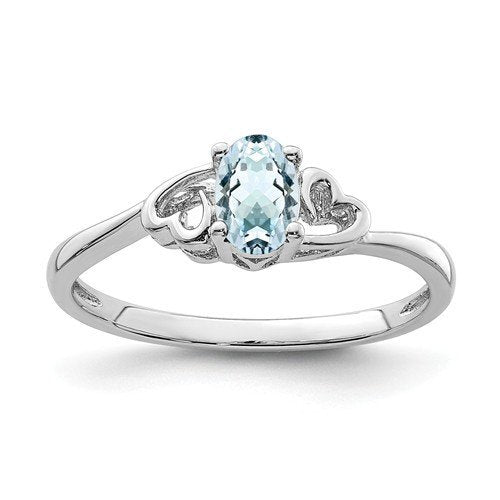 STERLING SILVER 0.40 CT OVAL AQUAMARINE RING 4,4.5,5,5.5,6,6.5,7,7.5,8 ...